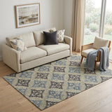 5' X 8' Blue Gray And Taupe Jute Geometric Hand Woven Area Rug