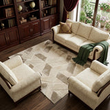 8' X 11' Ivory And Silver Geometric Area Rug