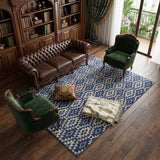 8' X 10' Blue And Gray Wool Geometric Hand Loomed Area Rug