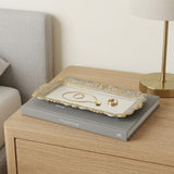 12" Blue Gray Silver And Gold Metal Handmade Trinket Tray