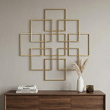 30" X 30" Gold Metal Square Abstract Hanging Wall Decor