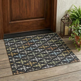 3' X 5' Black And Graphite Geometric Washable Indoor Outdoor Area Rug