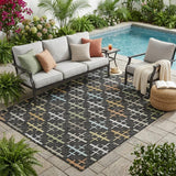 5' X 8' Black And Graphite Geometric Washable Indoor Outdoor Area Rug