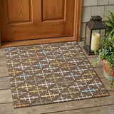 3' X 5' Chocolate And Brown Geometric Washable Indoor Outdoor Area Rug
