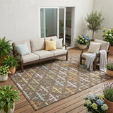 5' X 8' Chocolate And Brown Geometric Washable Indoor Outdoor Area Rug