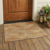 3' X 5' Copper And Orange Geometric Washable Indoor Outdoor Area Rug