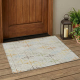 3' X 5' Ivory And Linen Geometric Washable Indoor Outdoor Area Rug