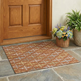 3' X 5' Orange And Brown Geometric Washable Indoor Outdoor Area Rug
