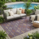 5' X 8' Plum And Purple Geometric Washable Indoor Outdoor Area Rug