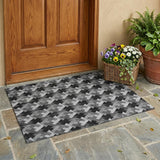3' X 5' Black And Graphite Geometric Washable Indoor Outdoor Area Rug
