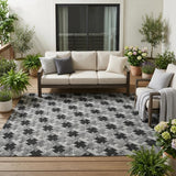 5' X 8' Black And Graphite Geometric Washable Indoor Outdoor Area Rug