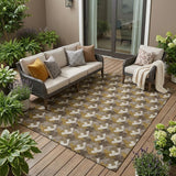 5' X 8' Chocolate And Brown Geometric Washable Indoor Outdoor Area Rug