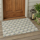 3' X 5' Green And Ivory Geometric Washable Indoor Outdoor Area Rug
