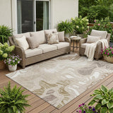 5' X 8' Beige And Brown Abstract Washable Indoor Outdoor Area Rug