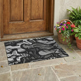 3' X 5' Black And Graphite Abstract Washable Indoor Outdoor Area Rug