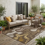 5' X 8' Chocolate And Brown Abstract Washable Indoor Outdoor Area Rug