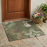 3' X 5' Olive Green And Green Abstract Washable Indoor Outdoor Area Rug