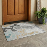 3' X 5' Silver And Gray Abstract Washable Indoor Outdoor Area Rug