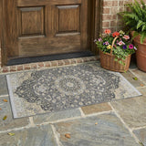 3' X 5' Gray And Graphite Oriental Washable Indoor Outdoor Area Rug