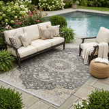 5' X 8' Gray And Graphite Oriental Washable Indoor Outdoor Area Rug