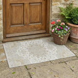 3' X 5' Ivory And Silver Oriental Washable Indoor Outdoor Area Rug