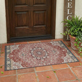 3' X 5' Merlot And Red Oriental Washable Indoor Outdoor Area Rug