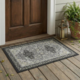 3' X 5' Black And Graphite Oriental Washable Indoor Outdoor Area Rug