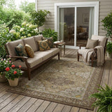 5' X 8' Chocolate And Brown Oriental Washable Indoor Outdoor Area Rug