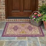 3' X 5' Eggplant And Purple Oriental Washable Indoor Outdoor Area Rug