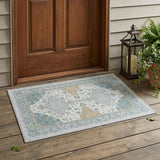 3' X 5' Silver And Gray Oriental Washable Indoor Outdoor Area Rug
