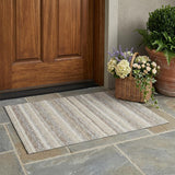 3' X 5' Beige And Brown Striped Washable Indoor Outdoor Area Rug