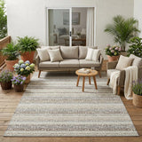 5' X 8' Beige And Brown Striped Washable Indoor Outdoor Area Rug