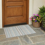3' X 5' Silver And Gray Striped Washable Indoor Outdoor Area Rug