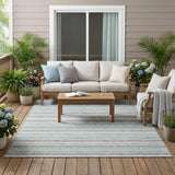 5' X 8' Silver And Gray Striped Washable Indoor Outdoor Area Rug