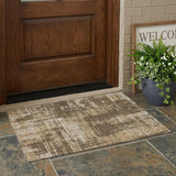 3' X 5' Brown And Beige Abstract Washable Indoor Outdoor Area Rug
