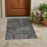 3' X 5' Gray And Graphite Abstract Washable Indoor Outdoor Area Rug