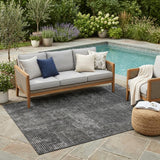 5' X 8' Gray And Graphite Abstract Washable Indoor Outdoor Area Rug