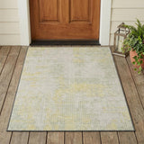 3' X 5' Ivory And Linen Abstract Washable Indoor Outdoor Area Rug
