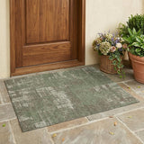 3' X 5' Olive Green And Green Abstract Washable Indoor Outdoor Area Rug