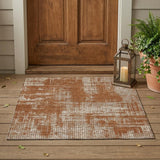 3' X 5' Orange And Beige Abstract Washable Indoor Outdoor Area Rug