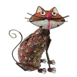 16" Brown Metal LED lights Cats Garden Accents Accessories
