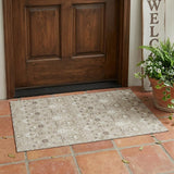 3' X 5' Beige And Brown Oriental Washable Indoor Outdoor Area Rug