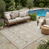 5' X 8' Beige And Brown Oriental Washable Indoor Outdoor Area Rug
