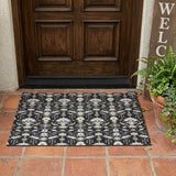 3' X 5' Black And Graphite Oriental Washable Indoor Outdoor Area Rug