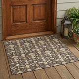 3' X 5' Chocolate And Brown Oriental Washable Indoor Outdoor Area Rug