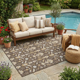 5' X 8' Chocolate And Brown Oriental Washable Indoor Outdoor Area Rug