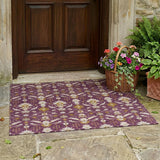 3' X 5' Eggplant And Purple Oriental Washable Indoor Outdoor Area Rug