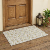 3' X 5' Ivory And Silver Oriental Washable Indoor Outdoor Area Rug