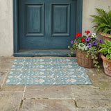 3' X 5' Teal Blue And Silver Oriental Washable Indoor Outdoor Area Rug