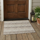 3' X 5' Beige And Brown Oriental Washable Indoor Outdoor Area Rug